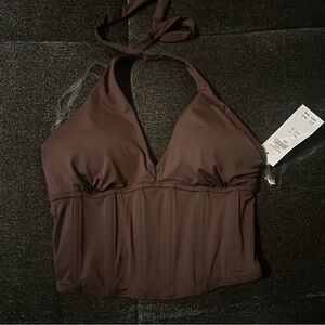 GILLY HICKS- Brown Micro Modal corset top